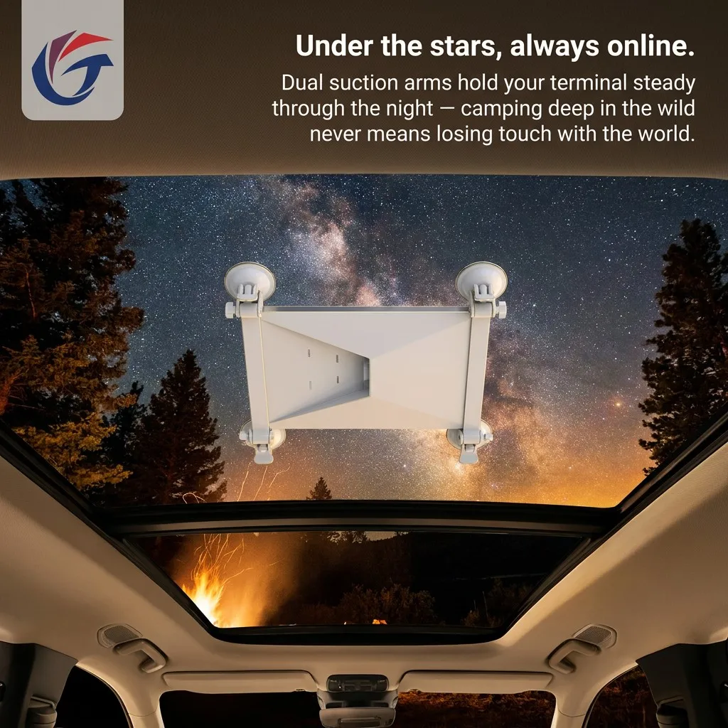 New Dual Suction Cup Mount Starlink Mini TPU Adhesive Gel Car Window Holder Adjustable Clamp Arms Rear Sunroof Bracket No Tools