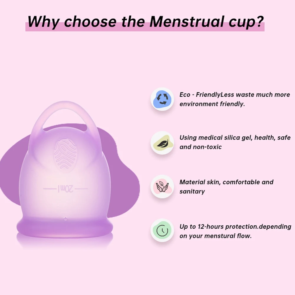 Menstrual Cup with Ring Easy Removal Tampon and Pad Alternative Medical Silicone Feminine Hygiene Cup For Lady Period Menstrual