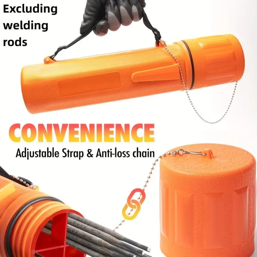Heavy-Duty Welding Electrode Storage Tube with Adjustable Shoulder Strap Divided Liner Moisture-Proof Welding Rod Container
