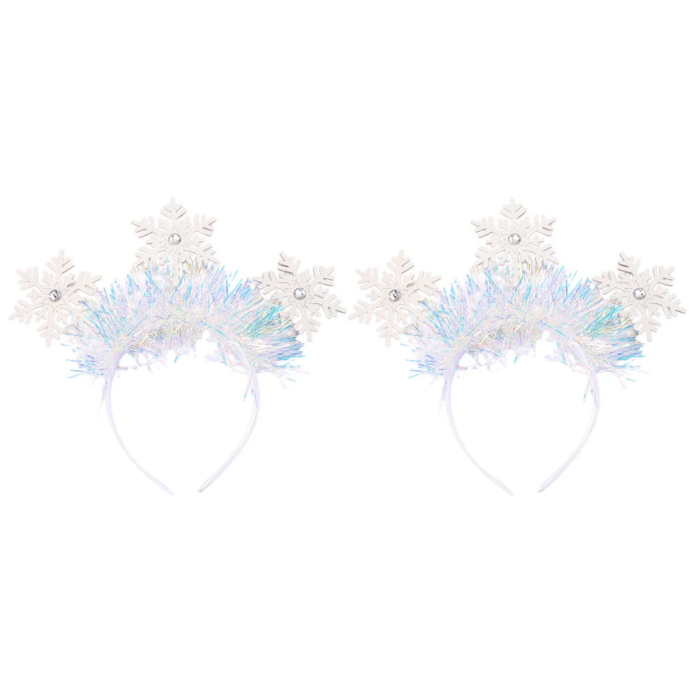 

2 Pcs Snowflake Headband Exquisite Christmas Hair Hoops Lovely Decoration Festive Xmas Party Headdresses Fall Decorations