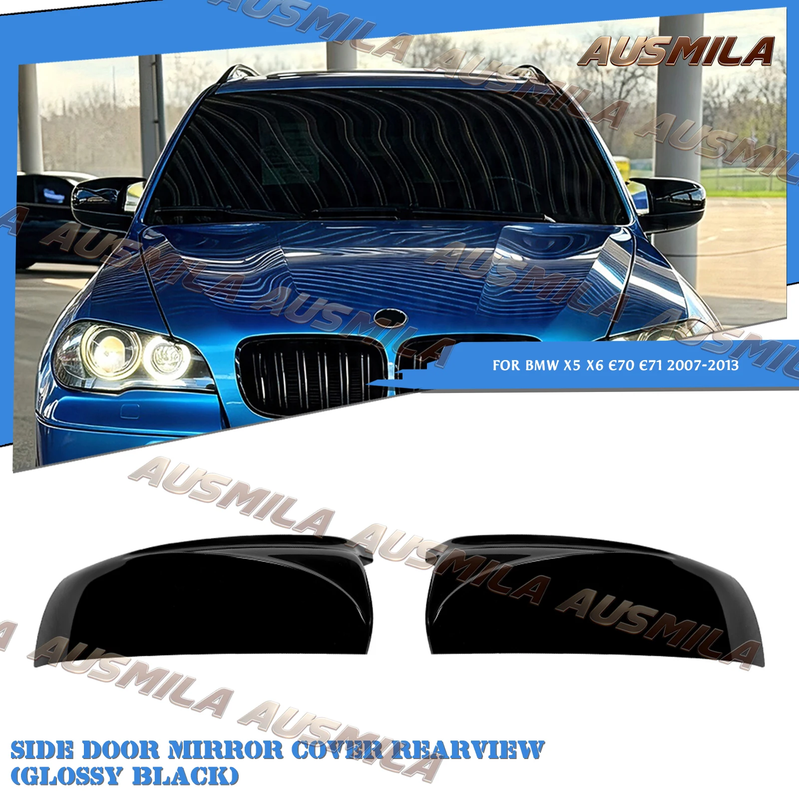 Side Door Wing Rear View Mirror Cover Rearview Cap Shell Replacement For BMW X5 X6 E70 E71 2007 2008 2009 2010 2011 2012 2013