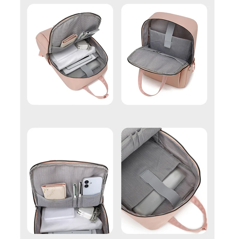 Water-Resistant Pastel Commuting Travel Bag Casual Daily Large Capacity Travel Backpack 16 Inch Laptop Bag with Luggage Strap