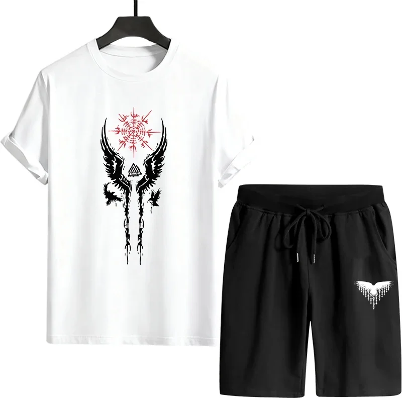 2026 New in Men's Tracksuit T-shirt and Shorts Urban Causal Fashion Short Sleeve Outfits Male Summer Home Outdoor Cool Sport Set