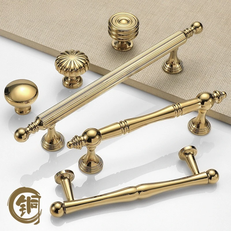 Brushed Antique Brass Handles Luxury Kitchen Cabinet Pull Wardrobe Dresser Drawer Knob Shell Handle Furniture Hardware