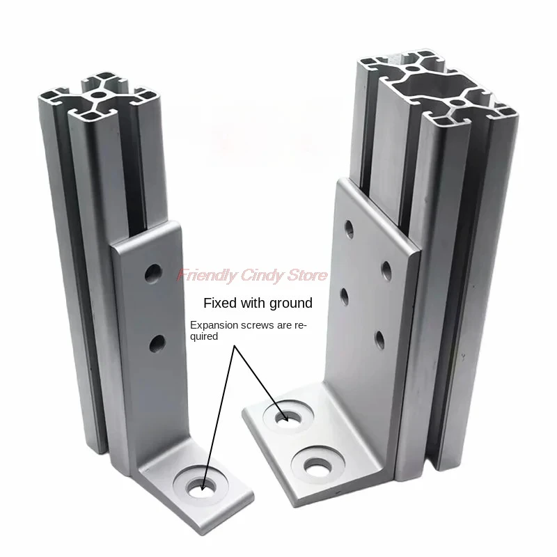 1PCS Aluminum Profile L-Type Anchor Connector, Square Foot Cup, Ground Anchor, Fence Base, Guardrail Support, 2020