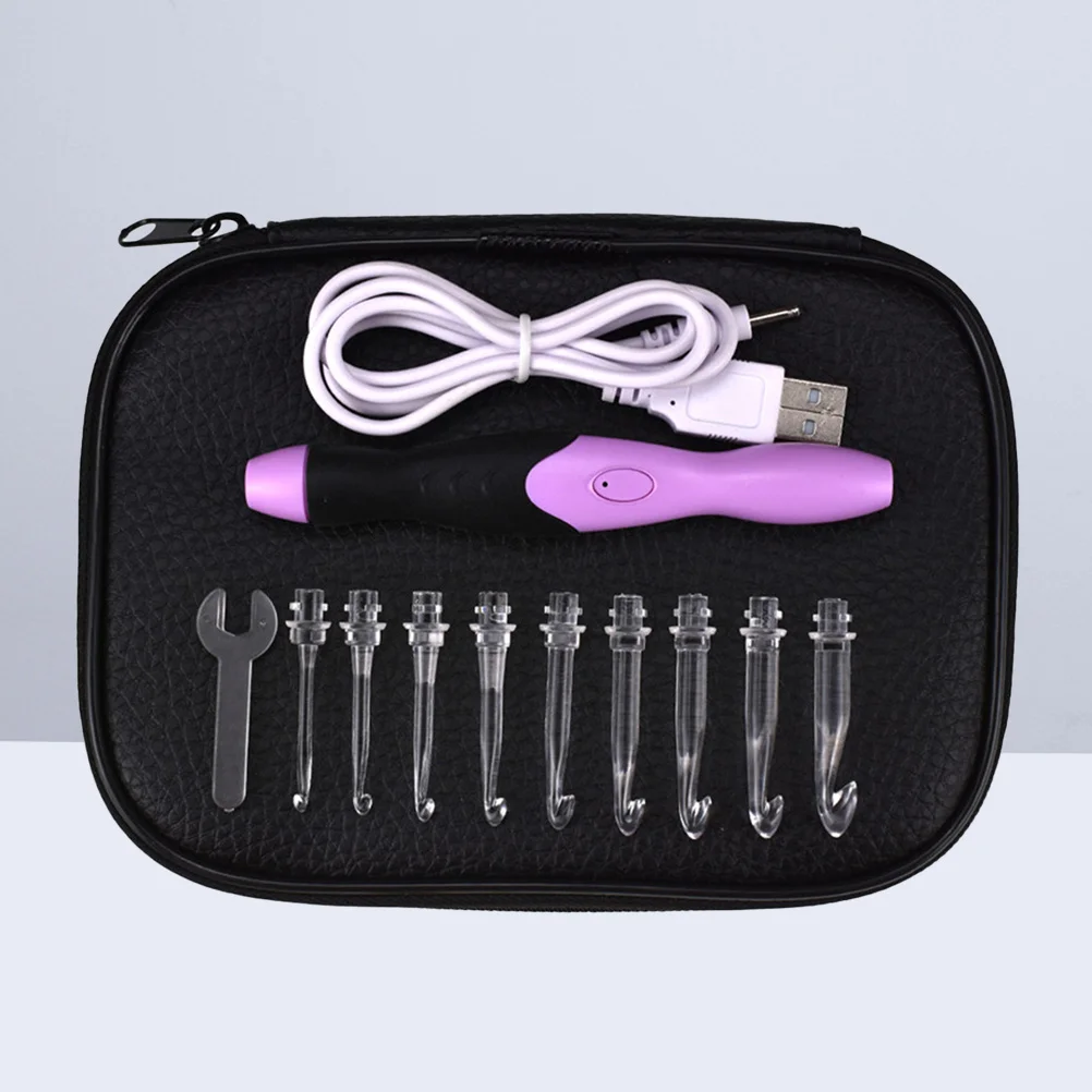 

45Pcs LED Crochet Hooks Set with Refill Tips Scissors Row Counter Needle Protector Craft Tool Organizer Case for DIY Yarn