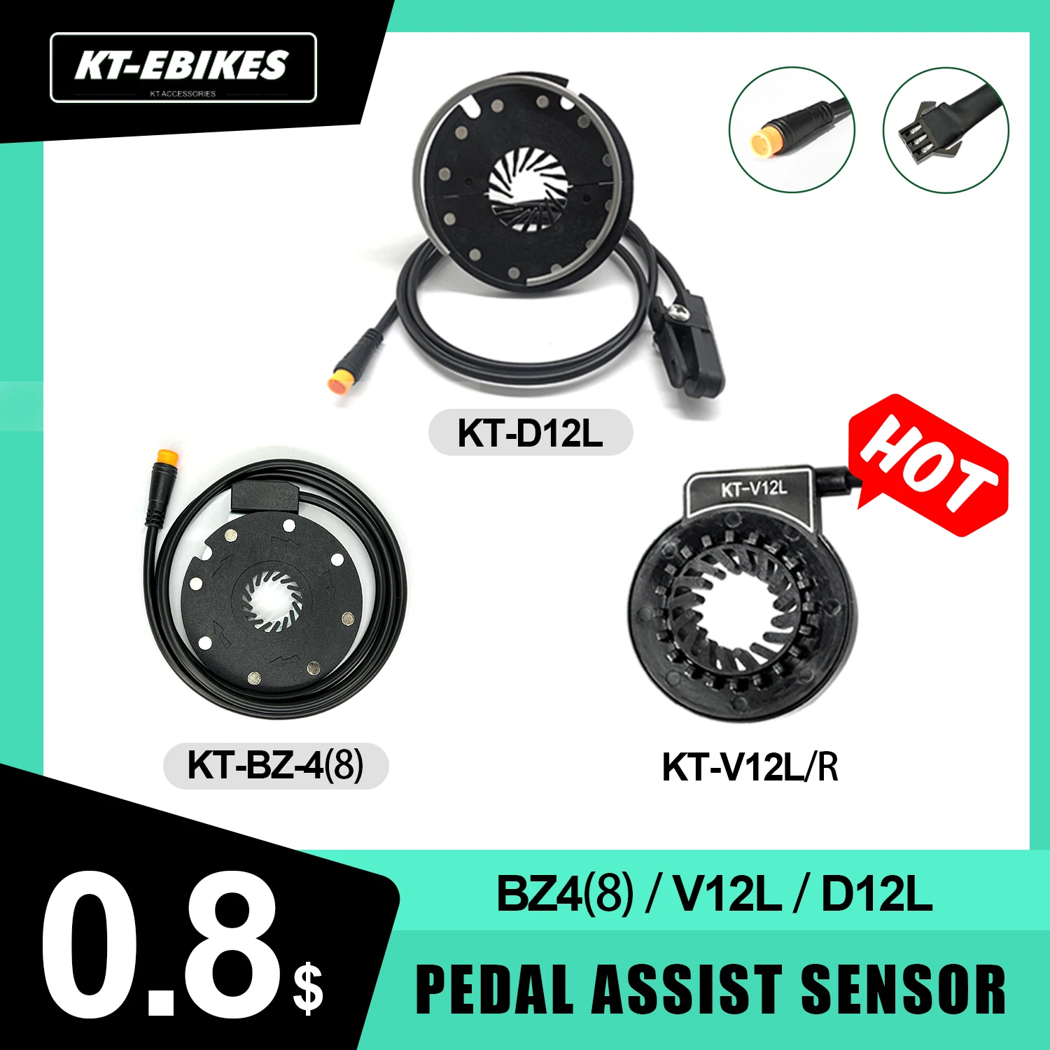 Ebike KT Pedal Assist Sensor V12L D12L/R 8 12 Magnets E-bike Accessories Dual Hall Sensors PAS for Electric Bike Bicycle Kit