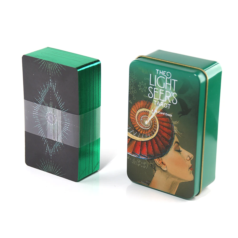 Light Seer\'s Tarot in a Tin Metal Box High Quality 78 Cards Gilded Edge with Paper Guidebook