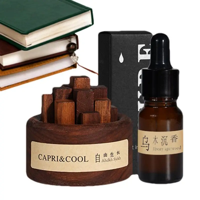 

Wooden Round Diffuser Black Walnut Freshener Set No Electricity Portable Wooden Aromatherapy For Living Room Bathroom