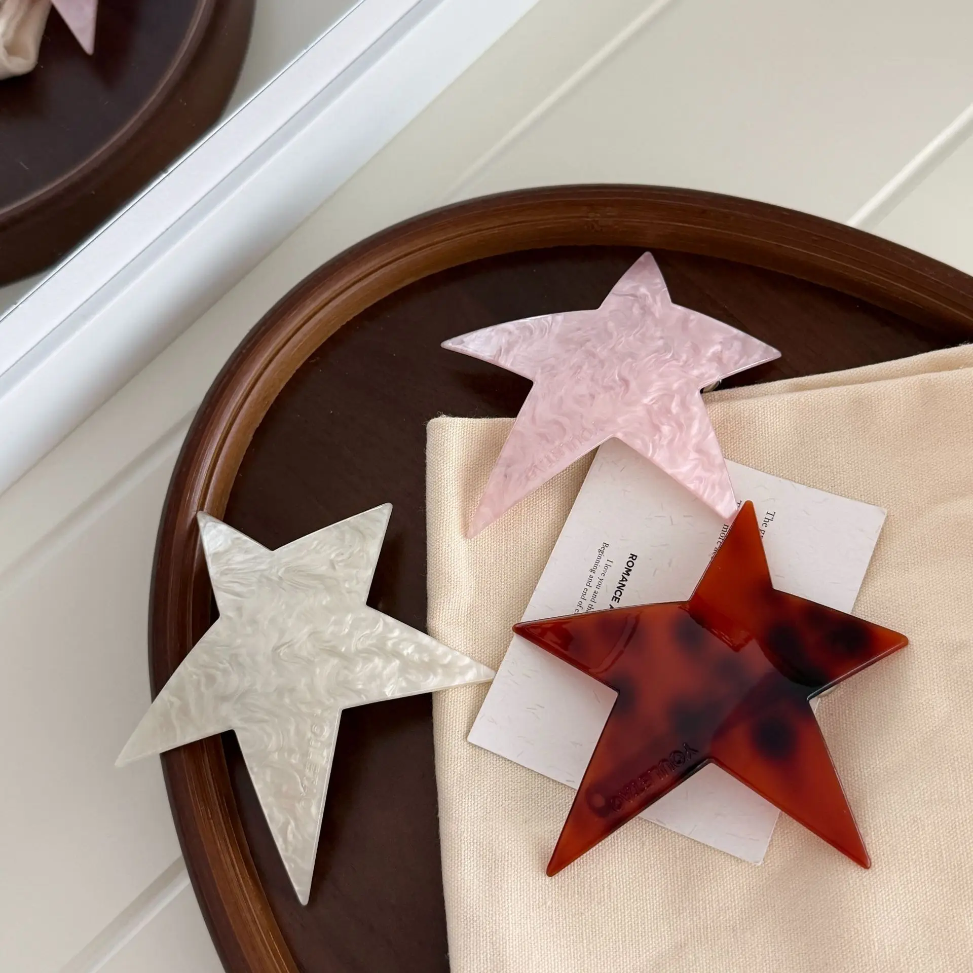 

Acetate Star Spring Hair Clip with Dyed Beads Korean Vibe Sweet Cool for Everyday Updo Girls Versatile Premium Hair Bows
