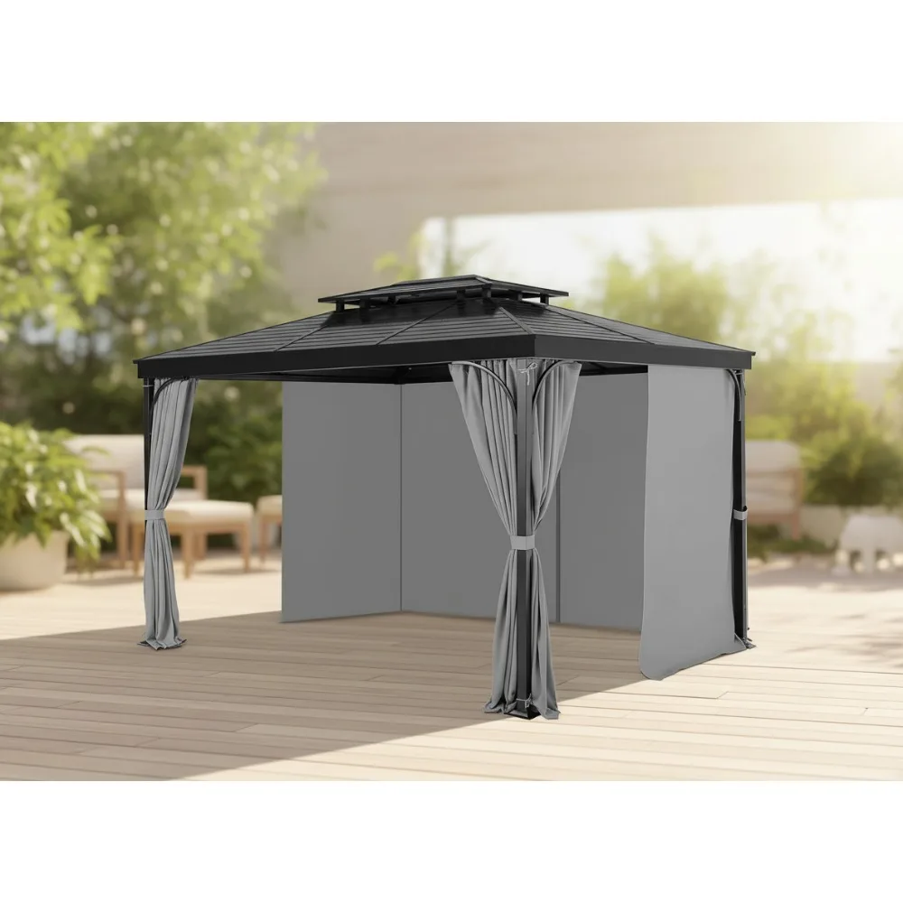 

Outdoor Gazebo Privacy Curtains 4-Panel Sidewall with Zippers, Fits 12x10ft Canopy, Gray Replacement for Patio