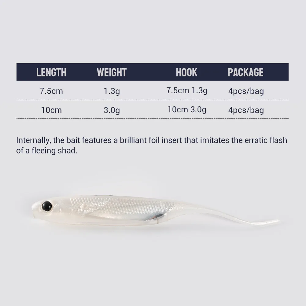 Noeby Swing Impact Soft Bait 7.5cm 1.3g 10cm 3g Fishing Lure Artificial Needle Pin Tail Silicone Baits Thread Worm Soft Lures