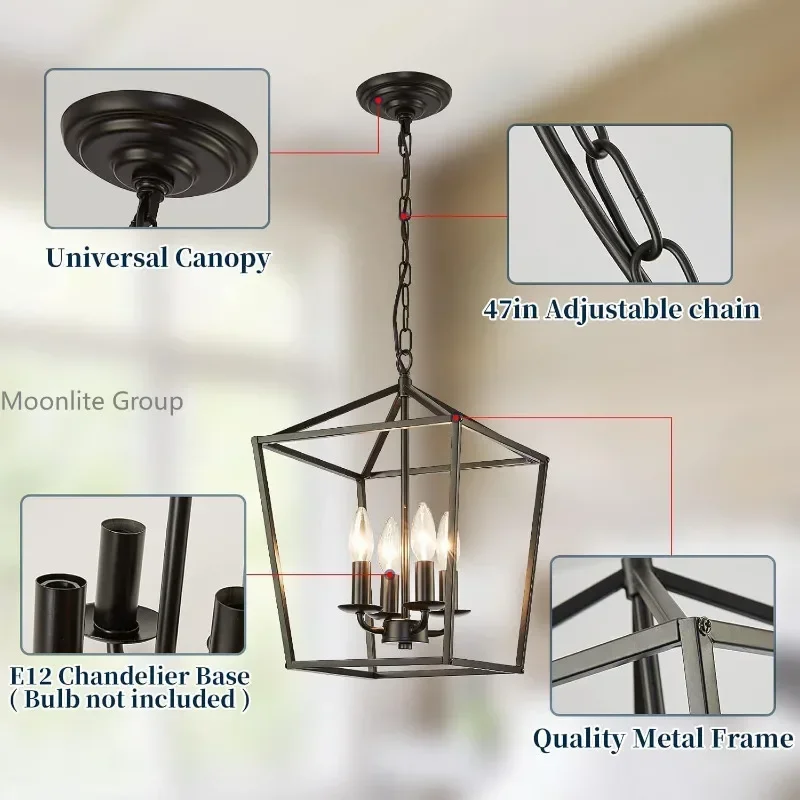 American Wrought Iron Chandelier Retro Black Chandelier Farmhouse Decoration Leaning Tower Metal Ceiling Lamps