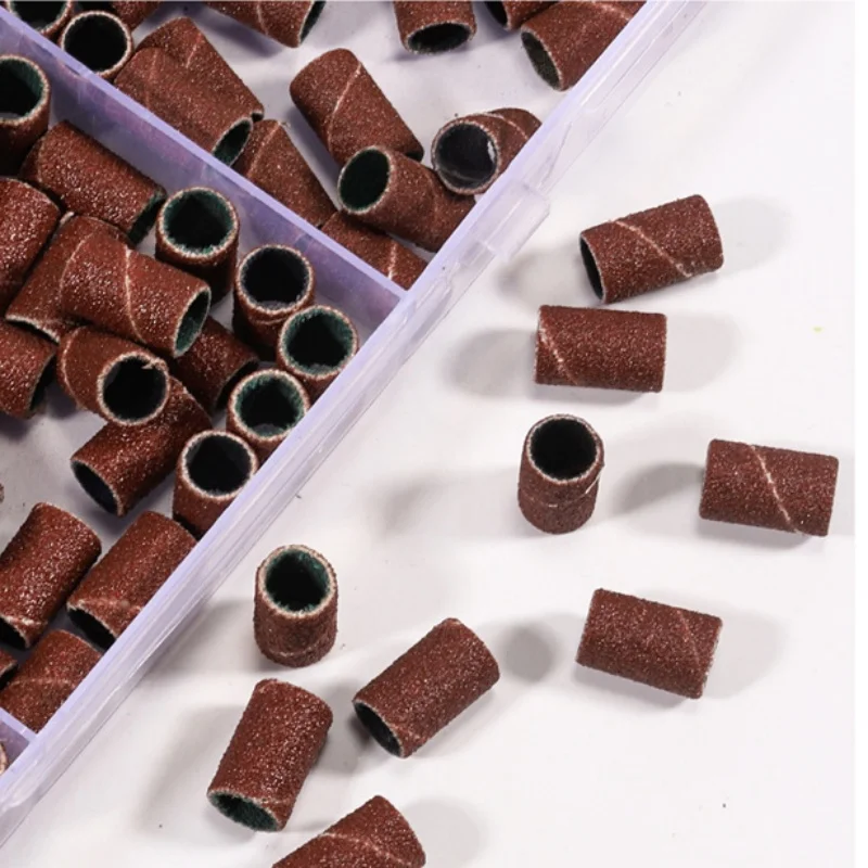 75-210 ピース/箱サンディングキャップバンド電気マニキュアマシン 180/120/80 グリットネイルドリル研削ビットファイルペディキュアツールセット