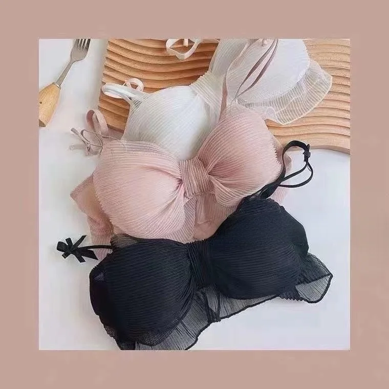 

Mesh Bow Knot No Steel Ring Thin Gather Breathable Girls Bra