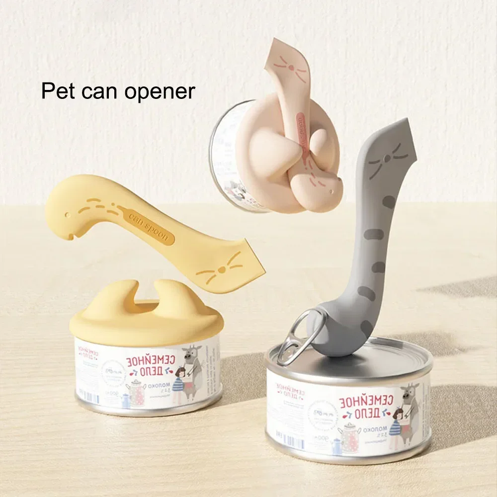 

Pet Spoon Multifunctional Can Opener Wet Food Feeding Spoon Silicone Pet Can Sealing Lid Food Storage Cat Dog Accessories