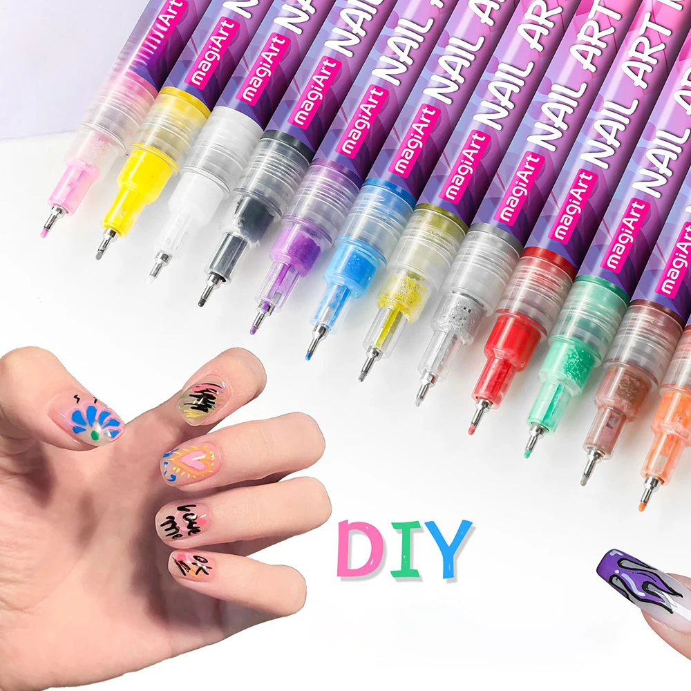 

12PCS/Set Nail Art Graffiti Pens Acrylic Pigment Quick Drying Nail Art Pen for Nail Salons and Novice Christmas Gift Boxes