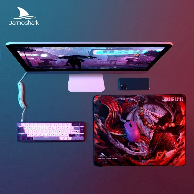 Quente daohark monge tubarão esports jogo importado tecido de poliéster tecnologia de costura antiderrapante mouse pad 400*450*5mm presentes da menina do menino