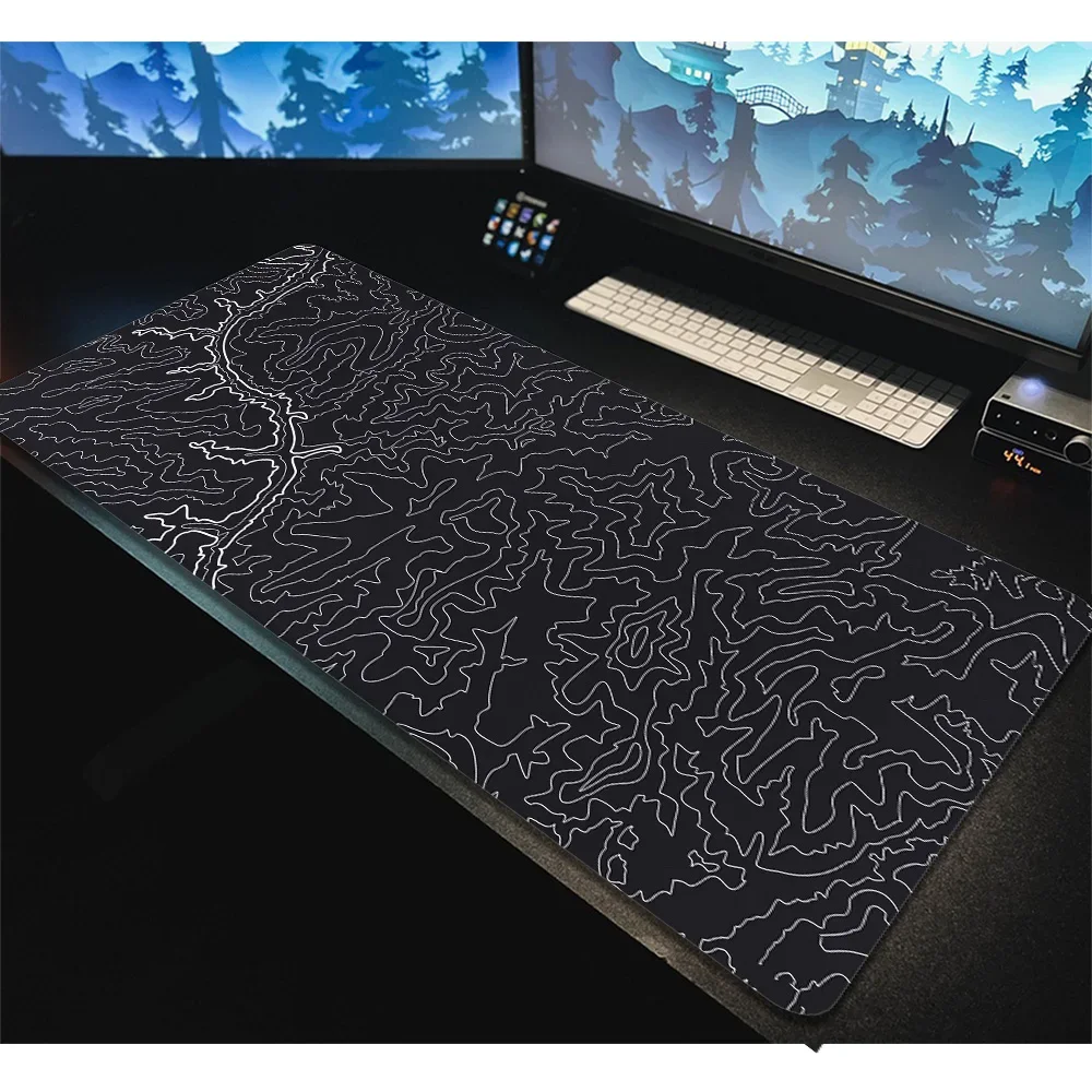 أبيض وأسود خط لوحة المفاتيح حصيرة Kawaii ماوس الوسادة 900 × 400 ماوس ألعاب الكمبيوتر ملحقات الألعاب Deskmat الجدول منصات Mausepad