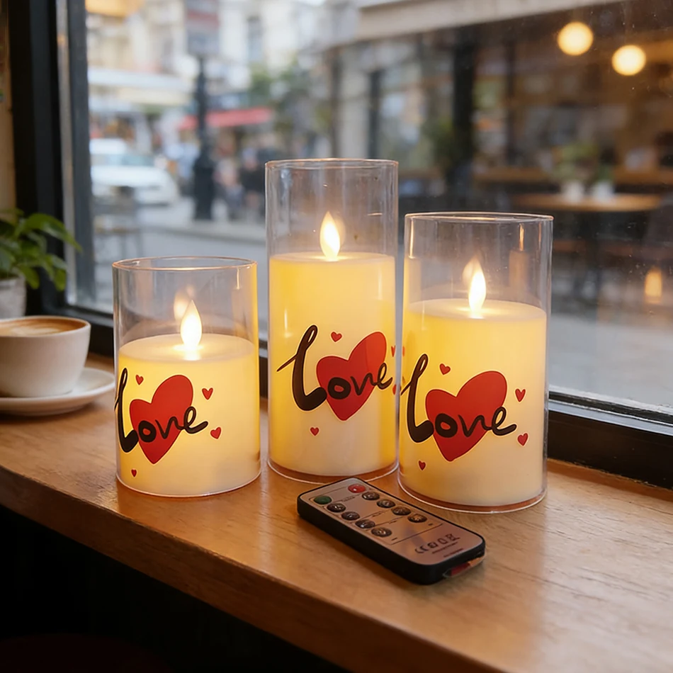 

Lovely Love Candle,Christmas Gift For Couples,Anniversary Memorial Gift Romantic Home Decor.Wedding Candle 3pcs/set