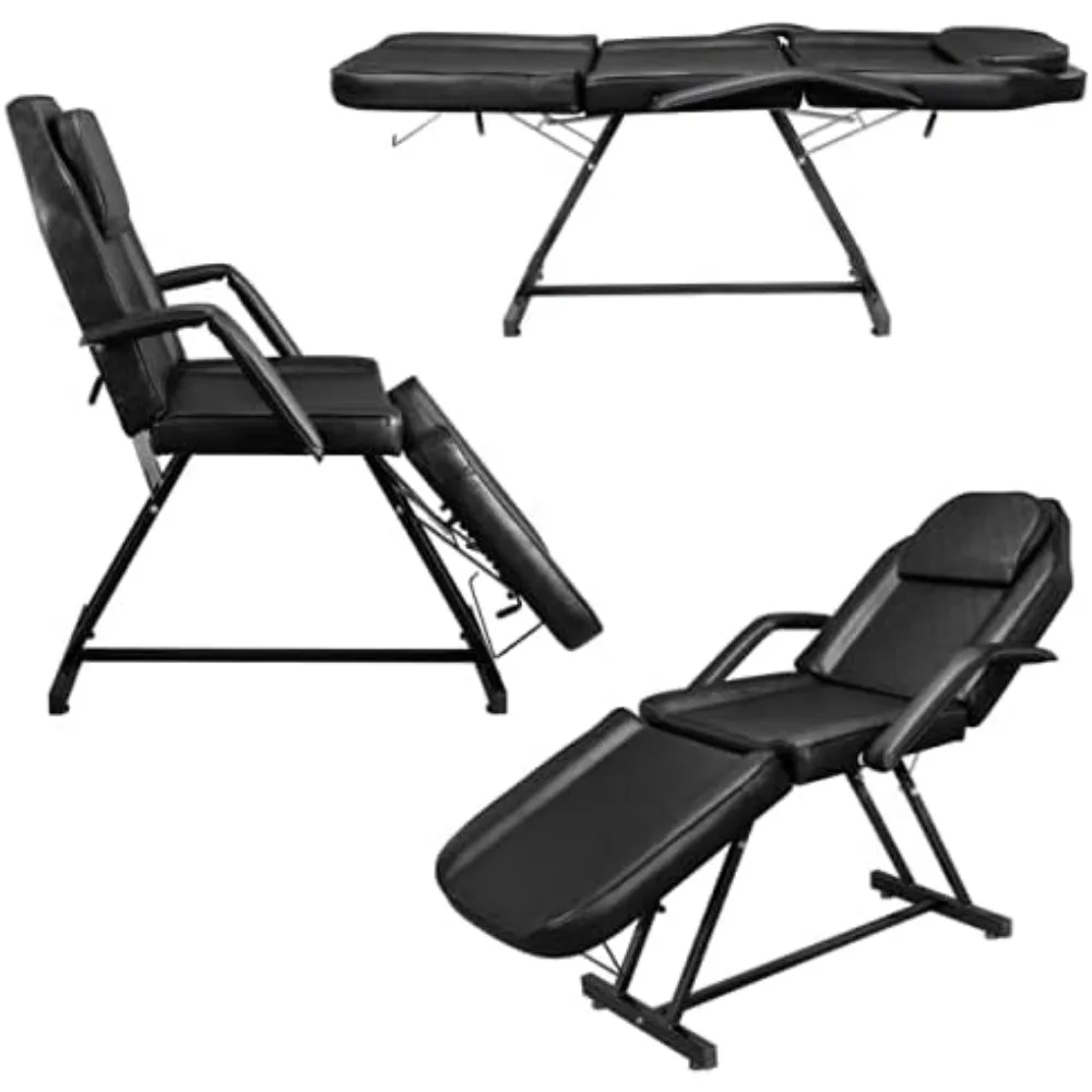 Massage Salon Tattoo Chair Esthetician Bed with Hydraulic Stool,Multi-Purpose 3-Section Facial Table,Adjustable Beauty Equipment