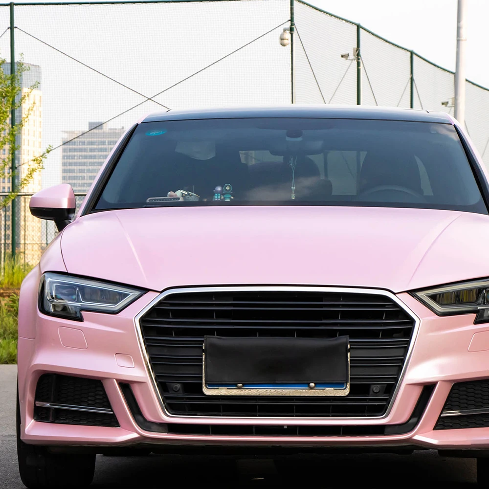 

High Gloss Sakura Pink PET Car Vinyl Film Wrap Glossy Vinyl Roll Sheet Adhesive Vehicle Truck Body Hood Decal Air Release Decor