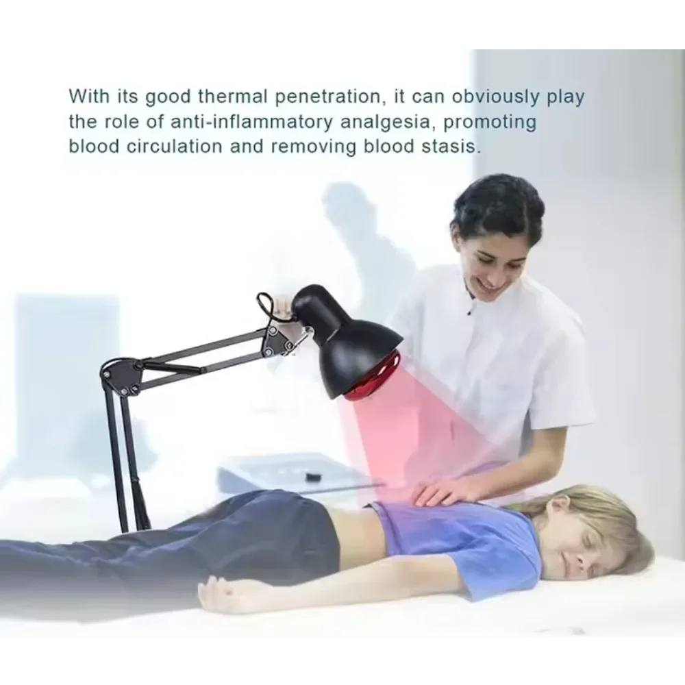 การดูแลสุขภาพโคมไฟบําบัดสีแดงอินฟราเรดพร้อมแขนยืดหยุ่นความร้อนอินฟราเรดอุปกรณ์แสงสีแดงสําหรับการกายภาพบําบัดบรรเทาอาการปวดด้วยอินฟราเรด