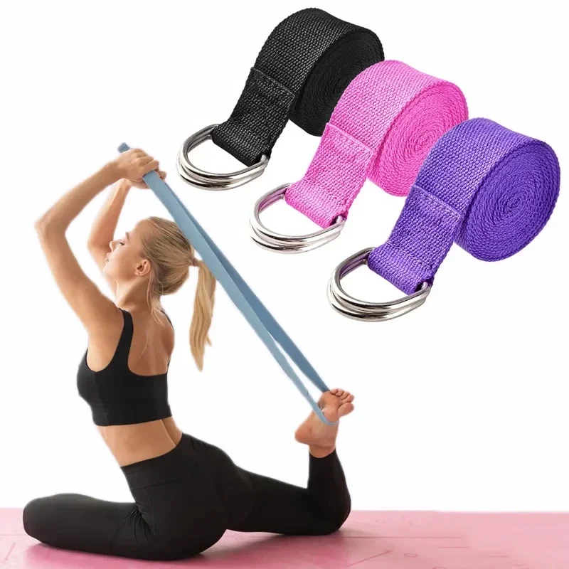 

183*3.8cm Yoga Strap Cotton Exercise Yoga Belt Adjustable Woven Stretch D-Ring Buckle Fitness Stretching Bands Pilates Rope