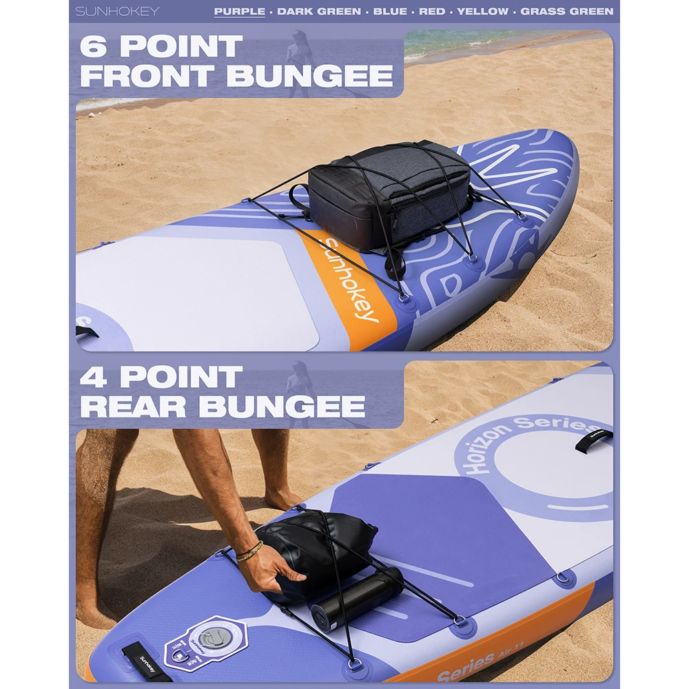 Sunhokey Purple Sup Waterproof Inflatable Paddle Board 11''x34''x6'' Adult Standing Style Aquatic Fishing With Accessories SUB 4