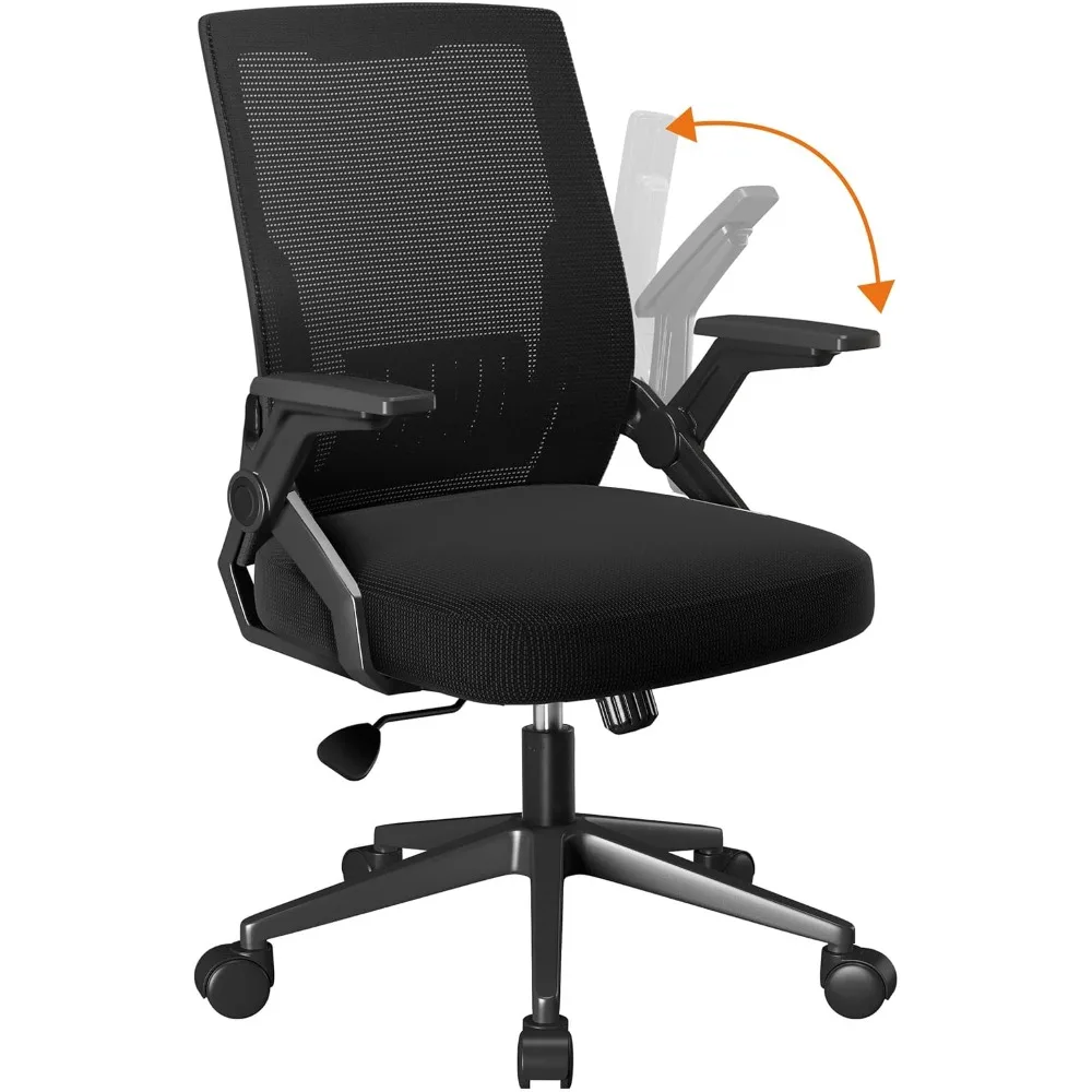 

Office Chair with Flip-up Armrests Ergonomic Computer Desk Chair Foldable Mesh Task Chair with Wheels Adaptive Lumbar