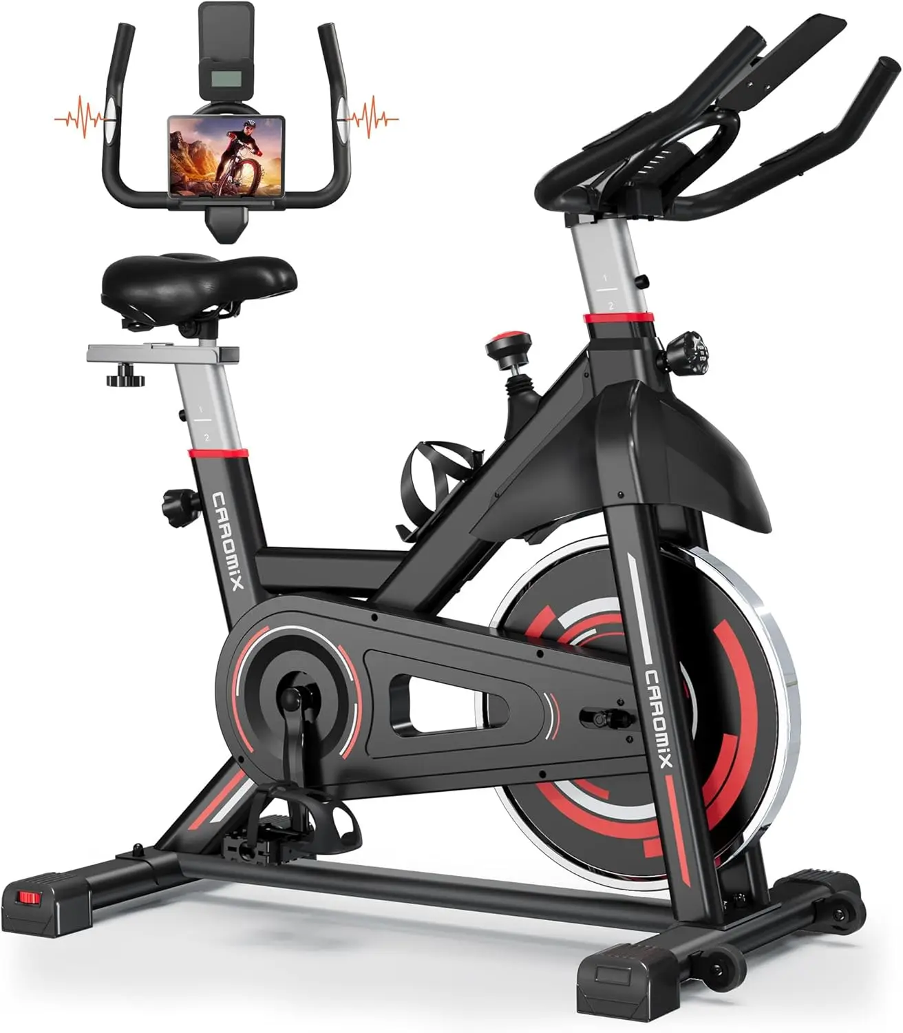 Bike Indoor Stationary Bike with Comfortable Seat Cushion, Monitor with Pulse & Ipad Mount for Home Cardio Gym with 300lbs Weigh