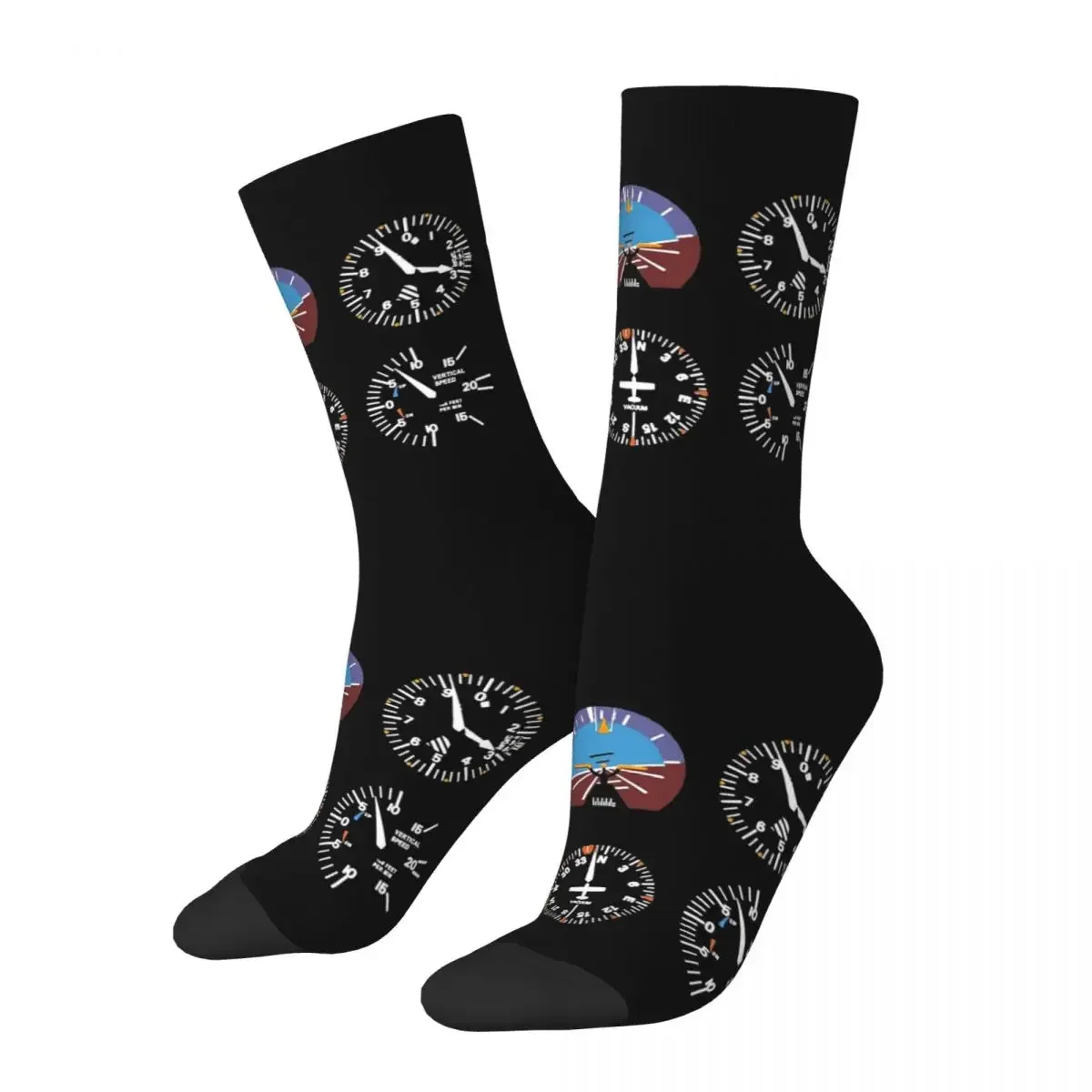 Cockpit Six Dials Flight Simulator Pilot Socks Harajuku High Quality Stockings All Season Long Socks Accessories for Man's Woman