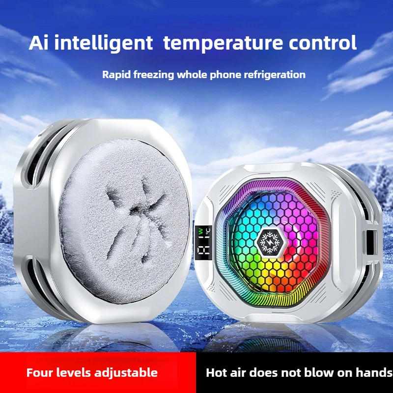 

Магнитный кулер для сотового телефона, 4-ступенчатый полупроводниковый вентилятор с искусственным интеллектом, вентилятор для ледяного охлаждения, мобильный радиатор для игрового смартфона PUBG, радиатор