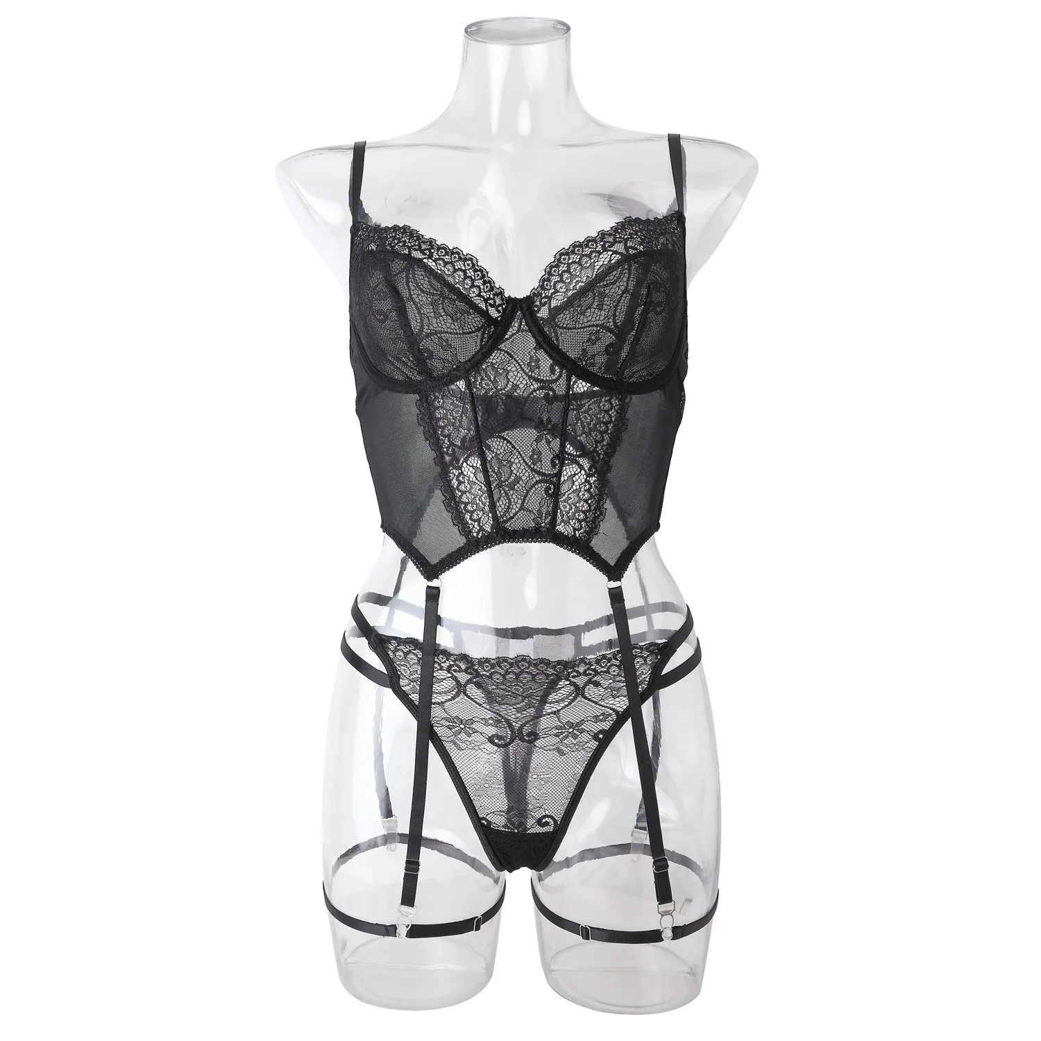 

Lua Cross-Border Sexy Lace Netting Underwear Set Low-Waist ort Pants Fem Innerwear Bra And Panties Combo