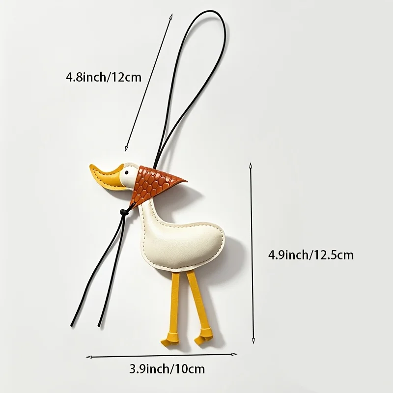 Fun Cartoon Duckling with Hat Pu Leather Pendant, Vintage Style Seagull-Shaped Bag Decoration, Personalized Backpack Keychain, Versatile Women's Accessory, Small Gift Keychain