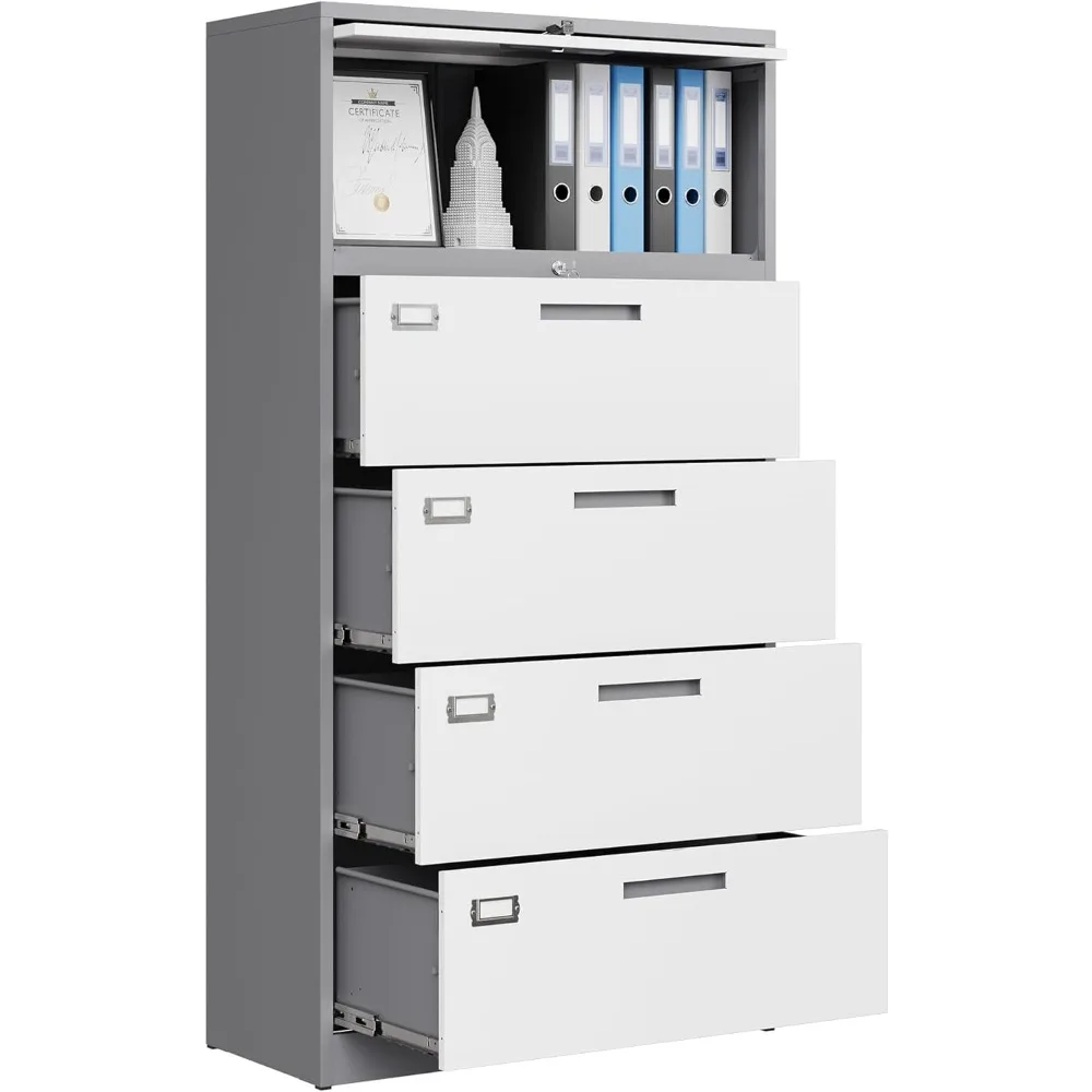 Letaya 4 Drawer File Cabinets for Home Office,Metal Lateral Filing Cabinets with Lock,Hanging Files Letter/Legal/F4/A4 Size