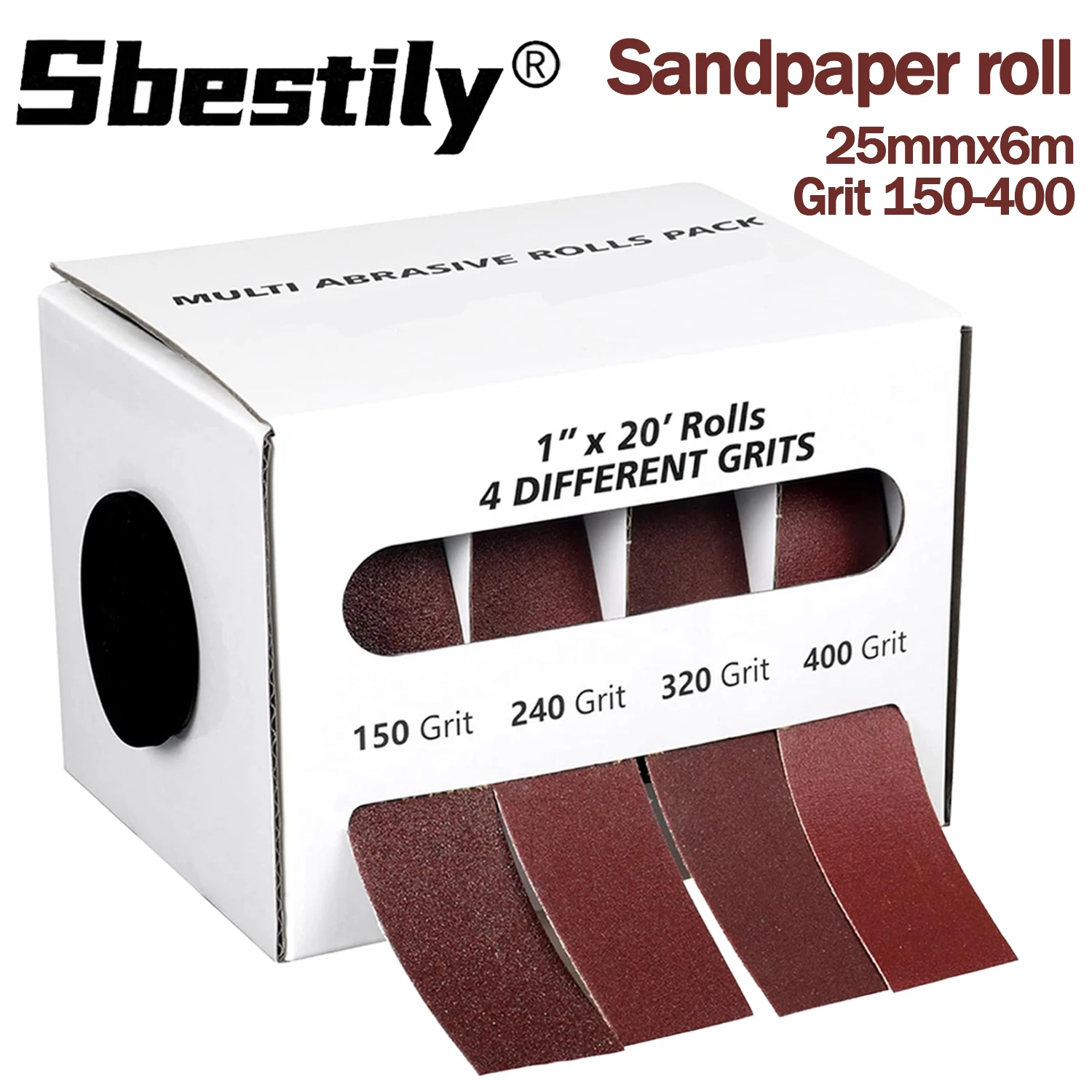 

4-рулонная наждачная бумага с зернистостью, набор рулонов наждачной бумаги из глинозема, 150/240/320/400 абразивных рулонов с зернистостью для деревообработки, автомобильной полировки металла
