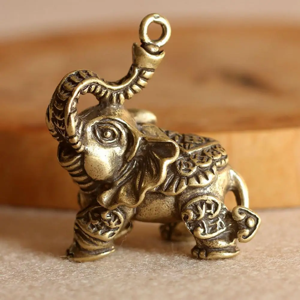 Mini Elephant Ornament Retro Solid Alloy Elephant Figurine Desktop Elephant Statue for Car Dashboard Home Office Desk Decor