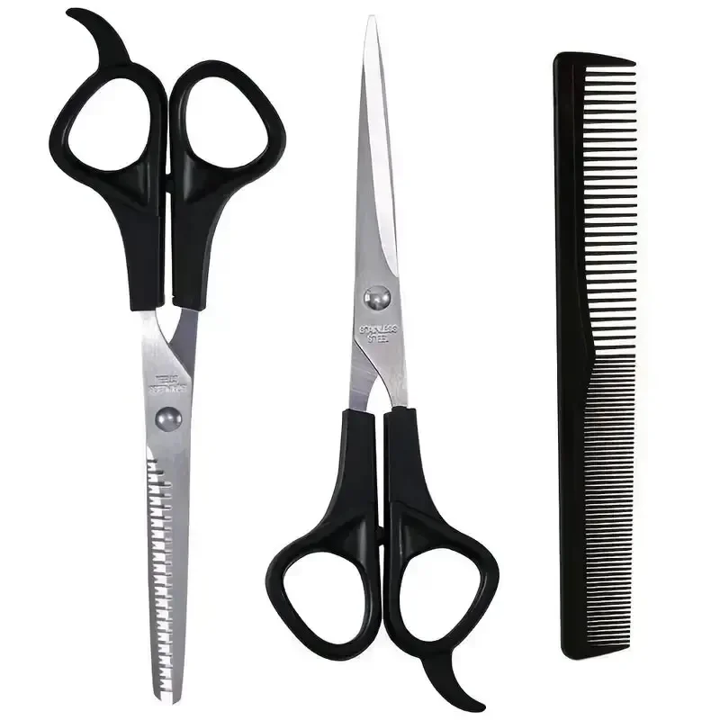 3pcs 7-inch Scissors Sets-Suitable for Thinning and Styling Hair-for Men and Women for Finishing, Point Cuts, and Flat Cuts