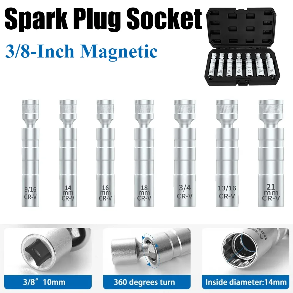 Magnetic Universal Spark Plug Socket Wrench 14/16/18/21mm Install Replace Car Repair Kit Spark Plug Removal For Car Repair