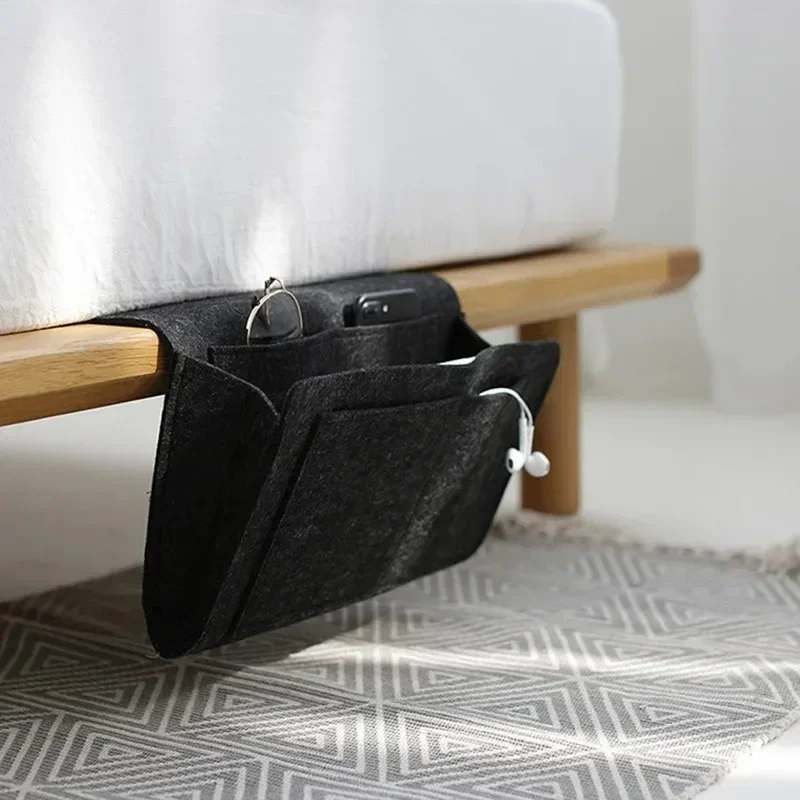 

Felt Bedside Storage Organizer Anti-slip Bedside Bag Bed Sofa Side Hanging Couch Storage Remote Control Bed Holder Pockets