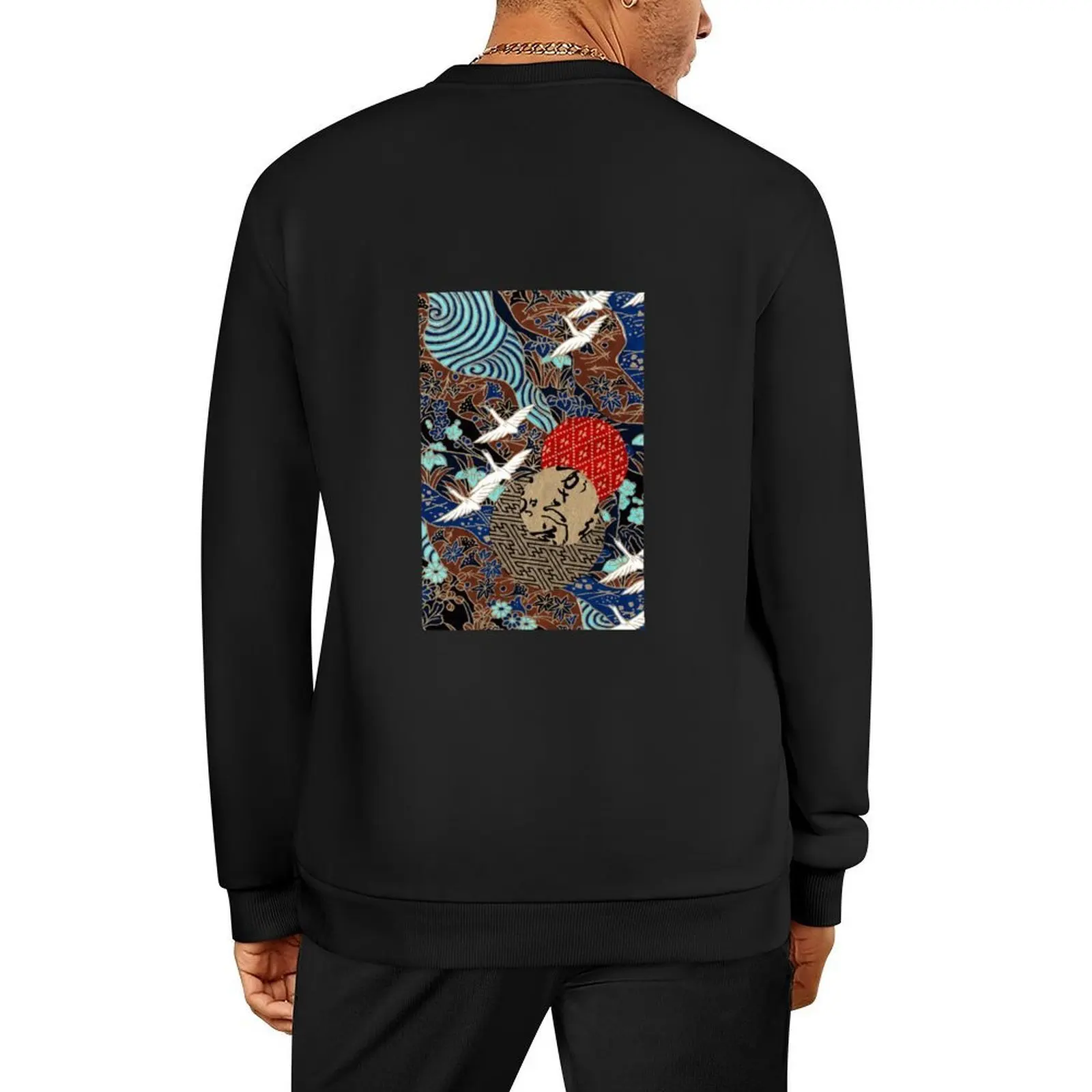 

Collage 114 | Japanese washi yuzen chiyogami origami paper collage Pullover clothes for men hooded sweatshirt for men