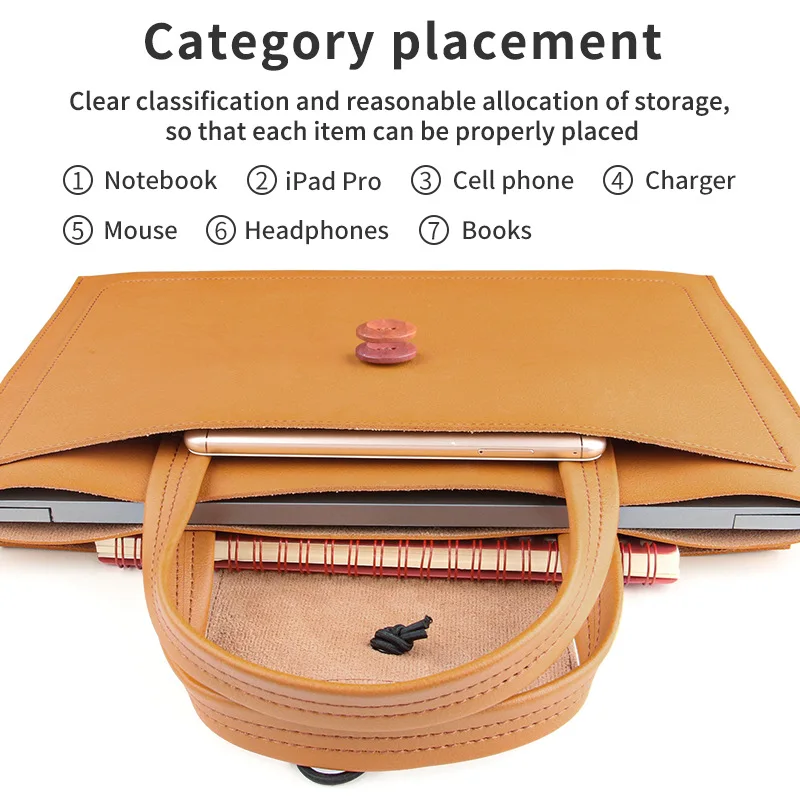 Lightweight Laptop Bag Large Capacity Business Bag Briefcase Applicable MacBook Air 13 Pro 14 16 Huawei 15.6 Inch