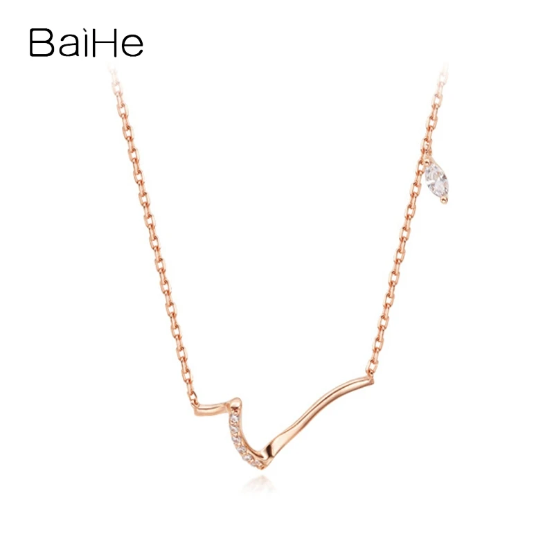 BaiHe Solid 14K White/Yellow/Rose Gold H/SI Natural Diamond Necklace for Women Trendy Fine Jewelry Engagement Wedding Collier