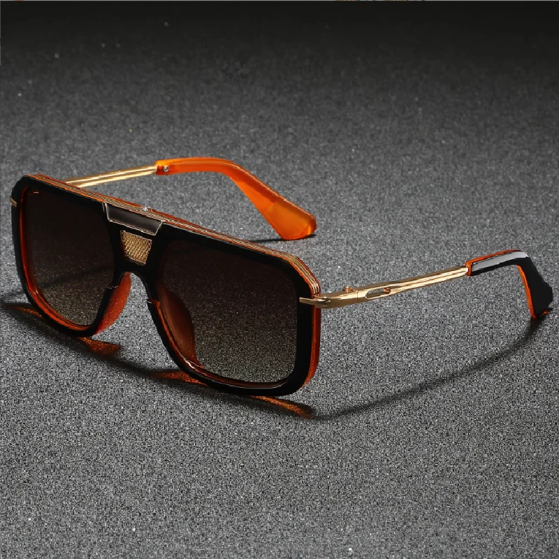 

2025 Outdoor polarized sunglasses Men's luxury glasses aluminum magnesium large frame metal frame brown lenses 98003
