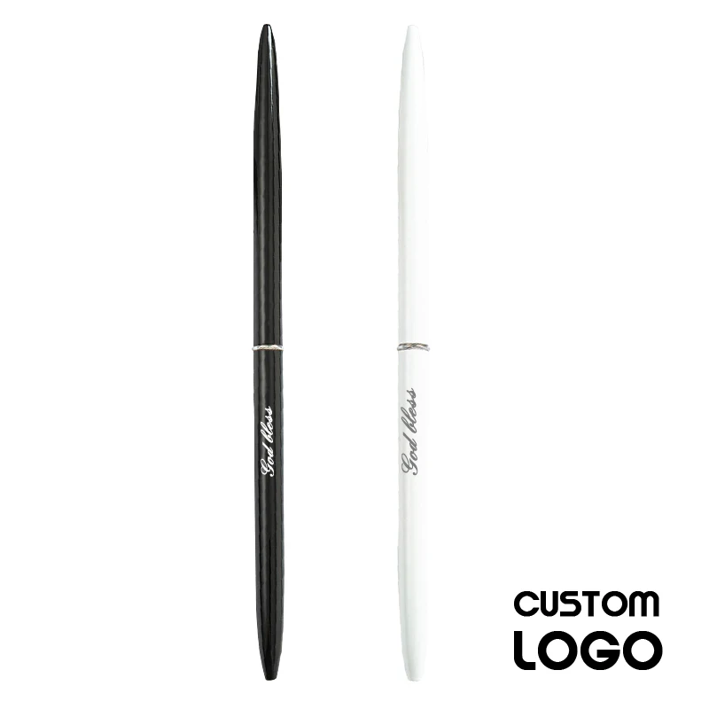 10Pcs Custom Logo Black White Metal Desktop Ballpoint Pen Hotel Front Desk Advertising Pens Personalized Business Gifts Supplies