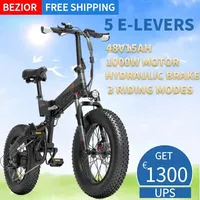 BEZIOR XF200 Electric Bike 1000W EBike 48V15Ah 40km/h 130km Power Assist Hydraulic Brake Fat Bike 1000W Electric Bicycle