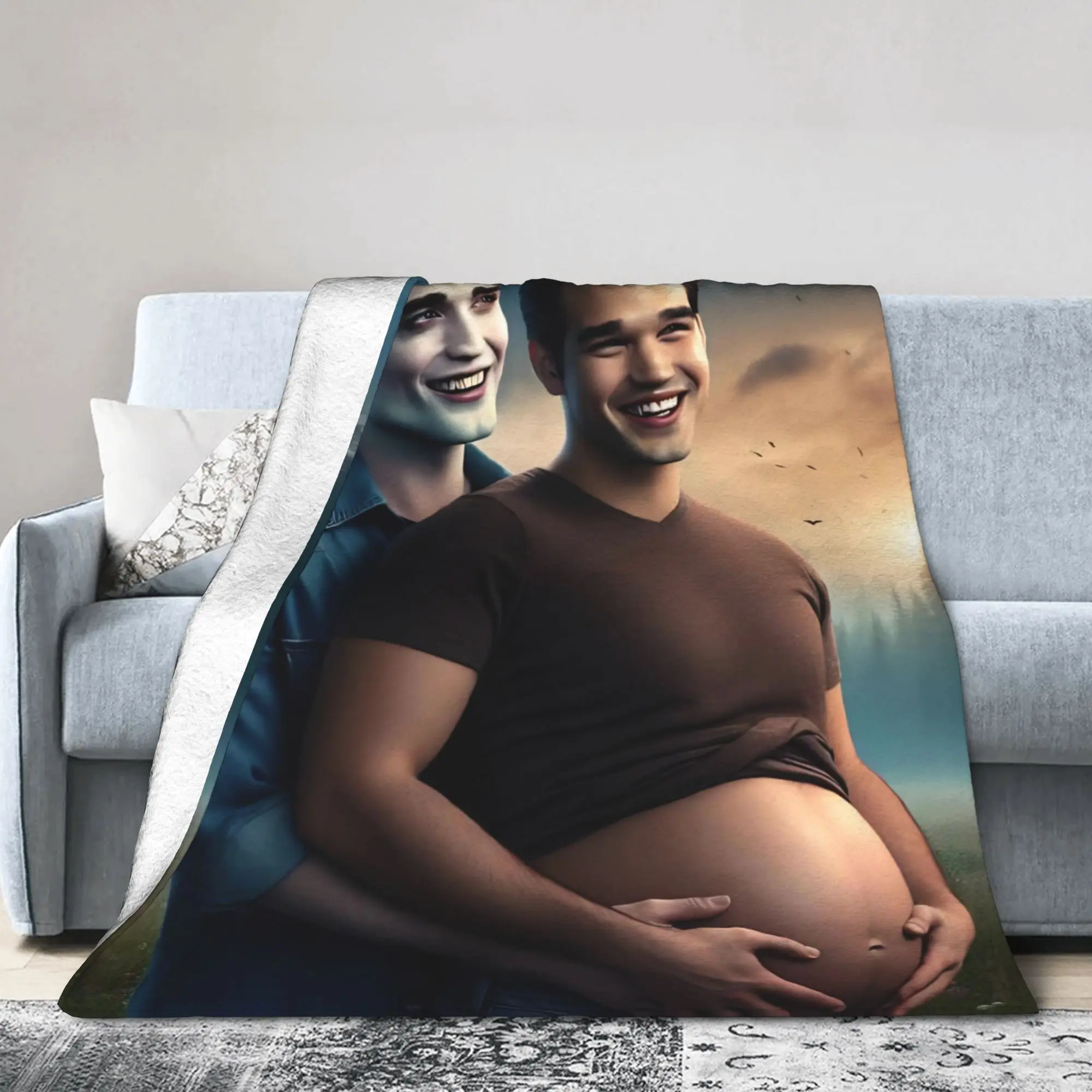 The Twilight Saga Movie Blanket Fleece Spring/Autumn Funny Jacob Edward Vampire  Warm Throw Blanket for Bed Travel Bedding Throw