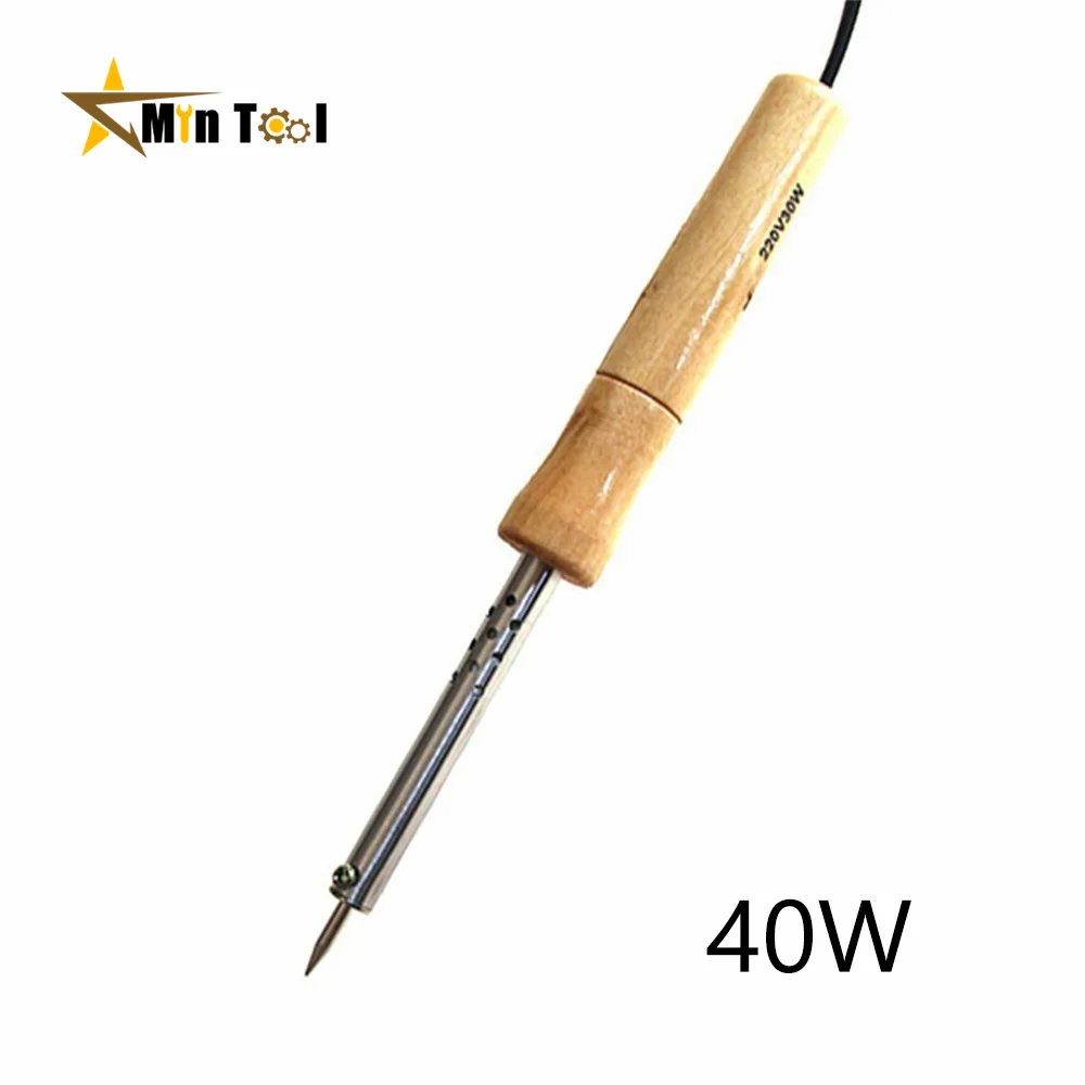 220V 30W/40W/60W/80W/100W Wood Handle Mini Soldering Iron Rework Station Adjustable Temperature Electric Solder Iron Hand Tool