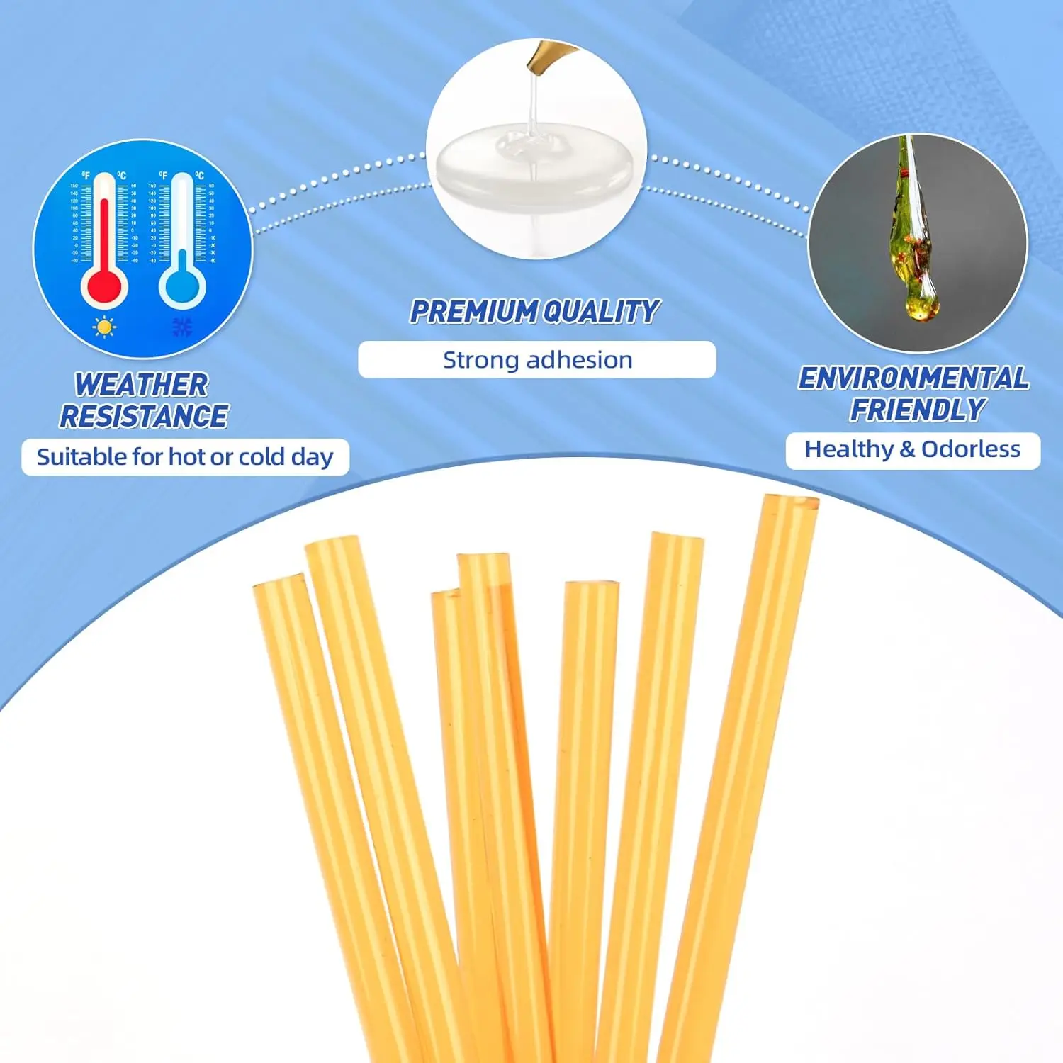 24 قطعة/الوحدة عصي غراء لتطويل الشعر باللون الأصفر لتطويل الشعر